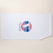 Leukste luxe koraal blauwe letter naam A wit Strandlaken (Voorkant)