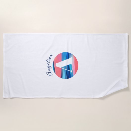 Leukste luxe koraal blauwe letter naam A wit Strandlaken (Voorkant)