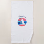 Leukste luxe koraal blauwe letter naam A wit Strandlaken (Voorkant)