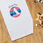 Leukste luxe koraal blauwe letter naam A wit Strandlaken