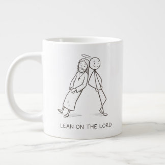 Leun op de Heer Stick Figure Christelijke Koffiemo Grote Koffiekop