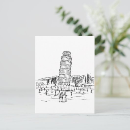 leuningtoren van pisa briefkaart (Staand voorkant)