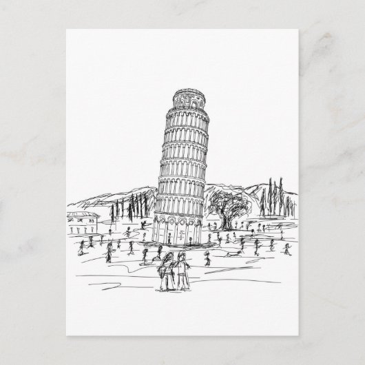 leuningtoren van pisa briefkaart (Voorkant)