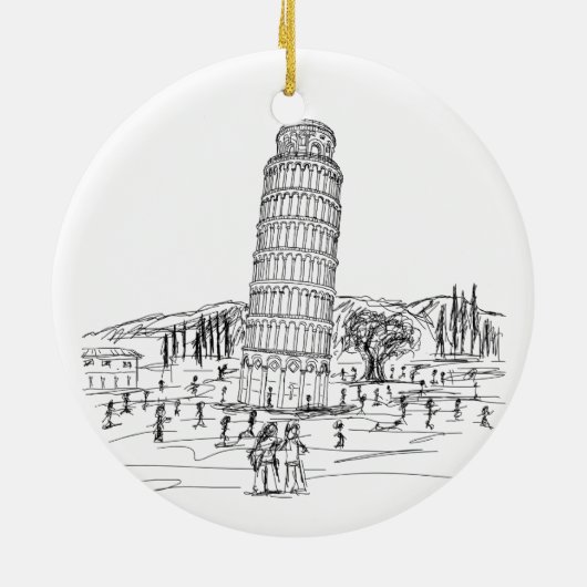 leuningtoren van pisa keramisch ornament (Achterkant)