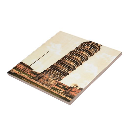  leuningtoren van Pisa Tegeltje (Zijkant)