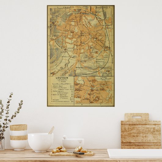  Leuven Belgium Map (1910) Poster (Keuken)