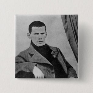 Lev Nikolaevich Tolstoy als student Vierkante Button 5,1 Cm