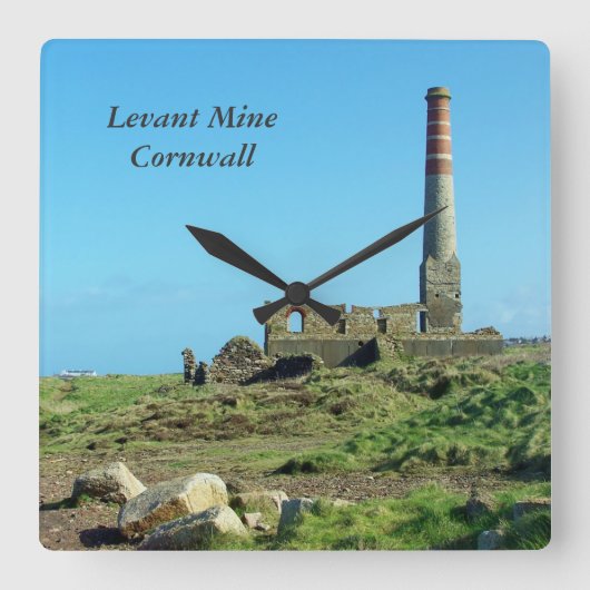 Levant Mine Cornwall Engeland Foto Vierkante Klok (Voorkant)