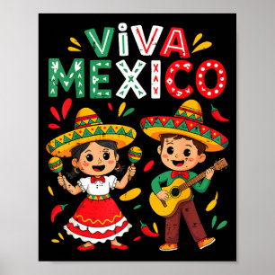 Leve Mexico gitaar jongen meisje Mexicaanse onafha Poster