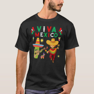 Leve Mexico Jongen Meisje Maracas Gitaar Mexicaans T-shirt
