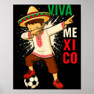 Leve Mexico Mexicaanse voetbaljongen dabbing ponch Poster
