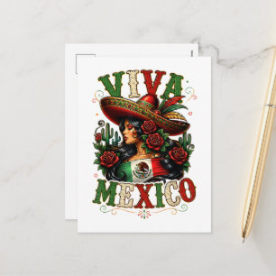 Leve Mexico Vlag Roos Mexicaanse Onafhankelijkheid Feestdagenkaart