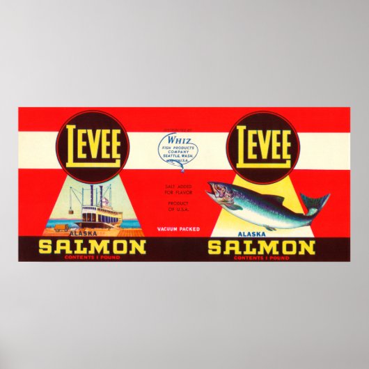 Levee Brand Salmon Label- Seattle, WA Poster (Voorkant)
