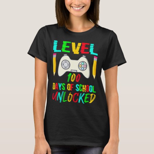 Level 100-dagen game-spel zonder vergrendeling op t-shirt (Voorkant)