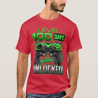 Level 100 Dagen School Ontgrendeld Gamen Gamer Jon T-shirt