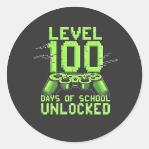 Level 100 dagen school ontgrendeld gamen op school ronde sticker