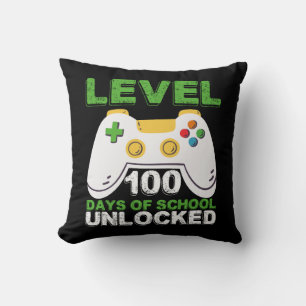 Level 100 dagen school ontgrendeld gamer videogame kussen