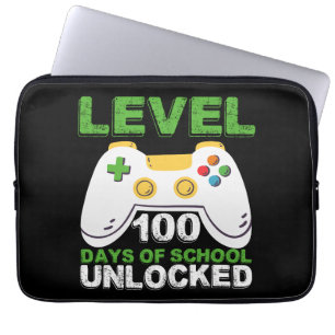 Level 100 dagen school ontgrendeld gamer videogame laptop sleeve