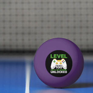 Level 100 dagen school ontgrendeld gamer videogame pingpongbal