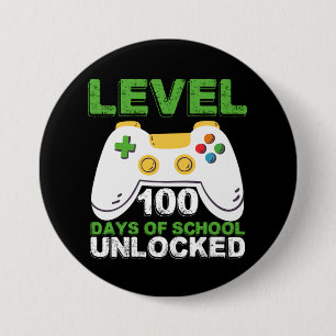 Level 100 dagen school ontgrendeld gamer videogame ronde button 7,6 cm