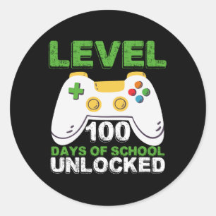 Level 100 dagen school ontgrendeld gamer videogame ronde sticker