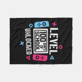 Level 100 Dagen School Ontgrendeld Gamer Videospel Fleece Deken (Voorkant (Horizontaal))