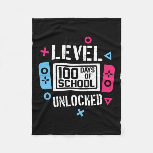 Level 100 Dagen School Ontgrendeld Gamer Videospel Fleece Deken (Voorkant)