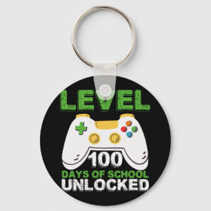 Level 100 Dagen School Ontgrendeld Gamer Videospel Sleutelhanger