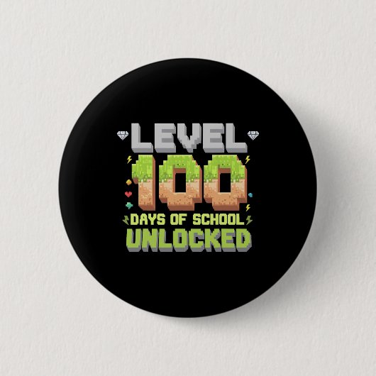 Level 100 dagen school ontgrendeld gaming pixel 10 ronde button 5,7 cm (Voorkant)
