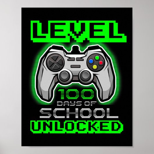 Level 100 dagen school ontgrendeld jongens meisjes poster (Voorkant)