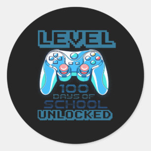 Level 100 dagen school ontgrendeld jongens meisjes ronde sticker