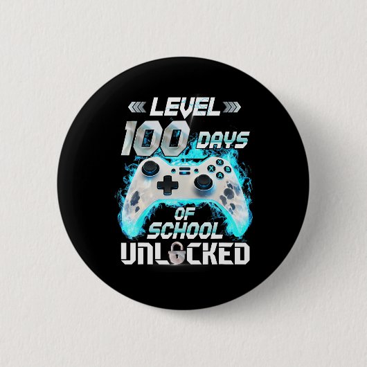 Level 100 Dagen School Ontgrendeld Video Gamer  Ronde Button 5,7 Cm (Voorkant)