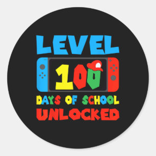 Level 100 Dagen School Ontgrendeld Videogames Jong Ronde Sticker