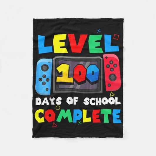 Level 100 dagen van school Complete Gamer Video Ga Fleece Deken (Voorkant)