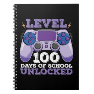 Level 100 Dagen Van School Ontgrendeld Gamer Gamen Notitieboek