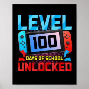 Level 100 Dagen Van School Ontgrendeld Gamer Video Poster