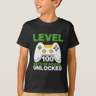 Level 100 Dagen Van School Ontgrendeld Gamer Video T-shirt