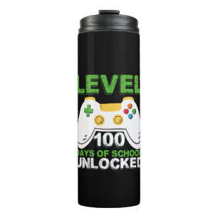 Level 100 Dagen Van School Ontgrendeld Gamer Video Thermosbeker