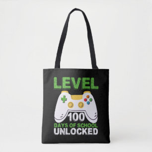 Level 100 Dagen Van School Ontgrendeld Gamer Video Tote Bag