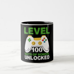 Level 100 Dagen Van School Ontgrendeld Gamer Video Tweekleurige Koffiemok
