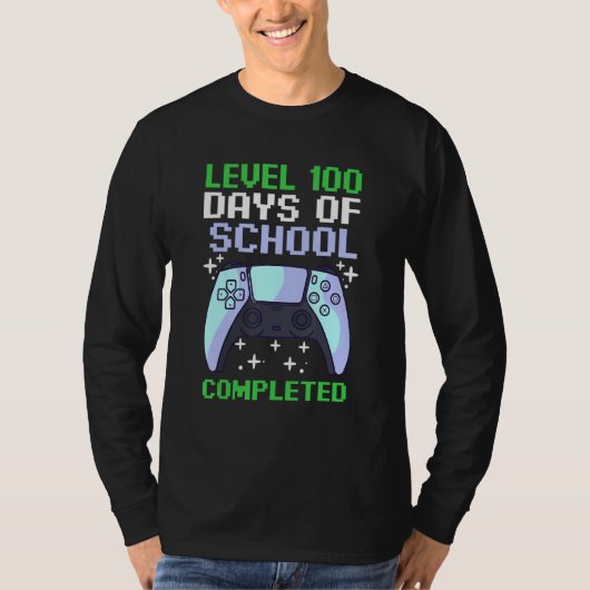 level 100 day of school completed gaming smarter g t-shirt (Voorkant)