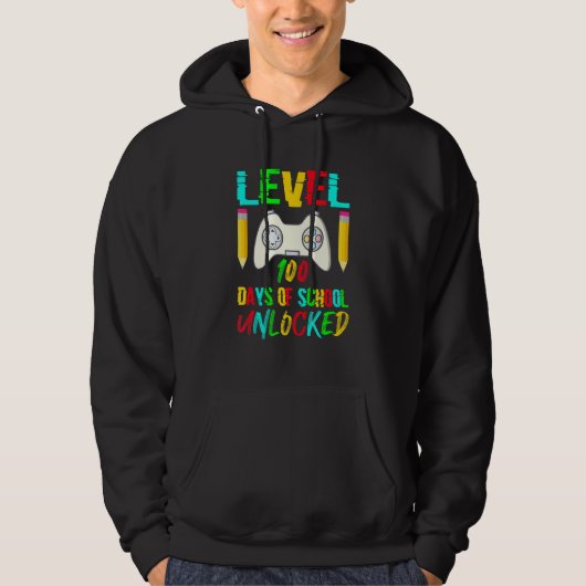 Level 100 Day Of School Unlocked Gaming Gamer Cute Hoodie (Voorkant)