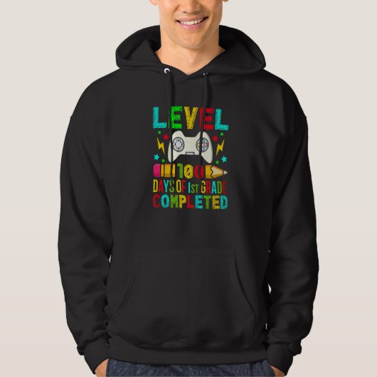 Level 100 Days Of 1st Grade Completed School Gamer Hoodie (Voorkant)