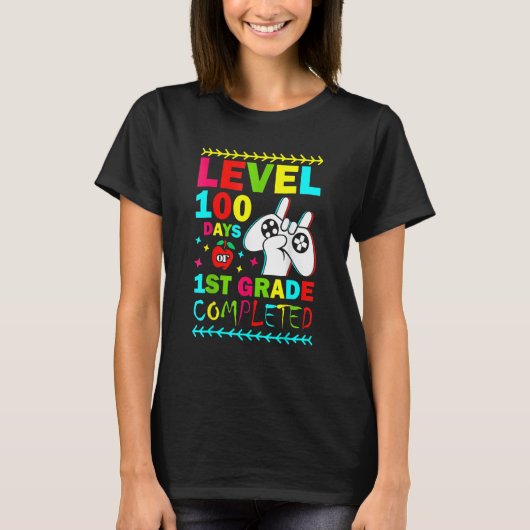 Level 100 Days Of 1st Grade Primary School Game Co T-shirt (Voorkant)