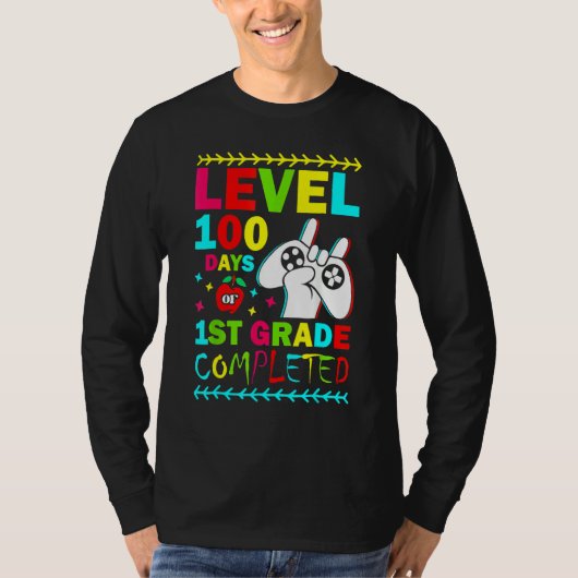 Level 100 Days Of 1st Grade Primary School Game Co T-shirt (Voorkant)
