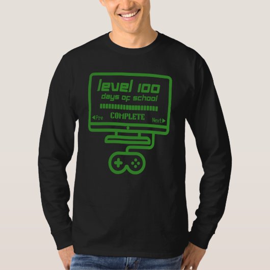 Level 100 Days Of School Complete Gamer Video Game T-shirt (Voorkant)