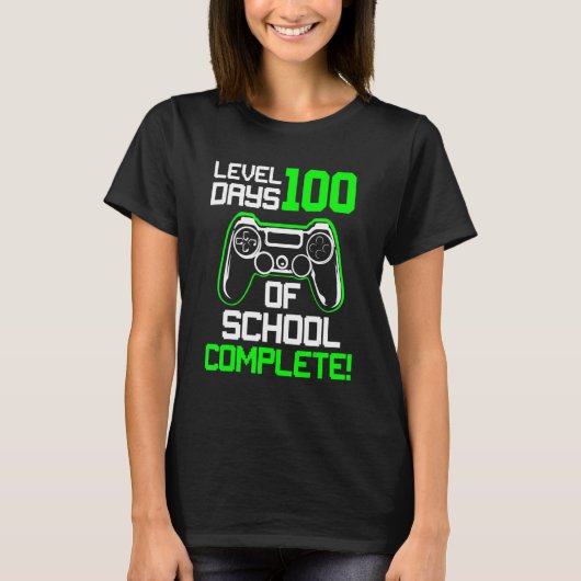 Level 100 Days Of School Complete Video Games Boys T-shirt (Voorkant)