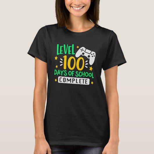 Level 100 Days Of School Complete Video Games Boys T-shirt (Voorkant)