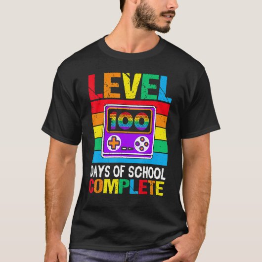 Level 100 Days of School Completed Rainbow Video G T-shirt (Voorkant)