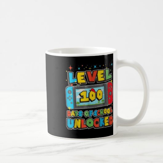 Level 100 Days of School ontgrendeld gaming Pixel  Koffiemok (Rechts)